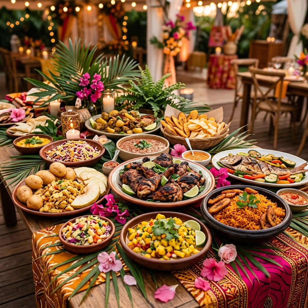 Fried plantain and puff puff on a sharing board