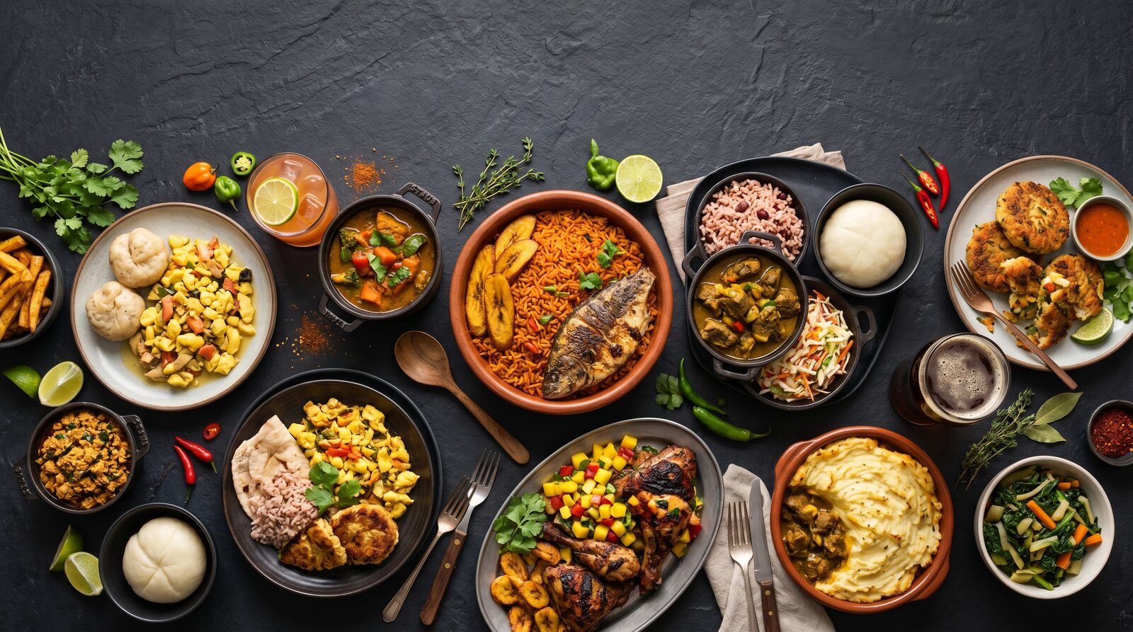An array of Gina's dishes laid out beautifully on a table